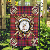 McCrea Tartan Crest Black Garden Flag - Gold Thistle Style